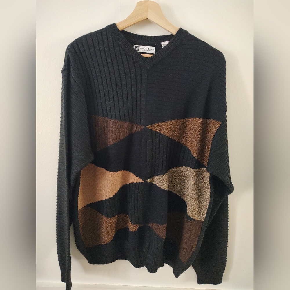 Vintage Bachrach Sweater- Multicolor Triangles- Size L